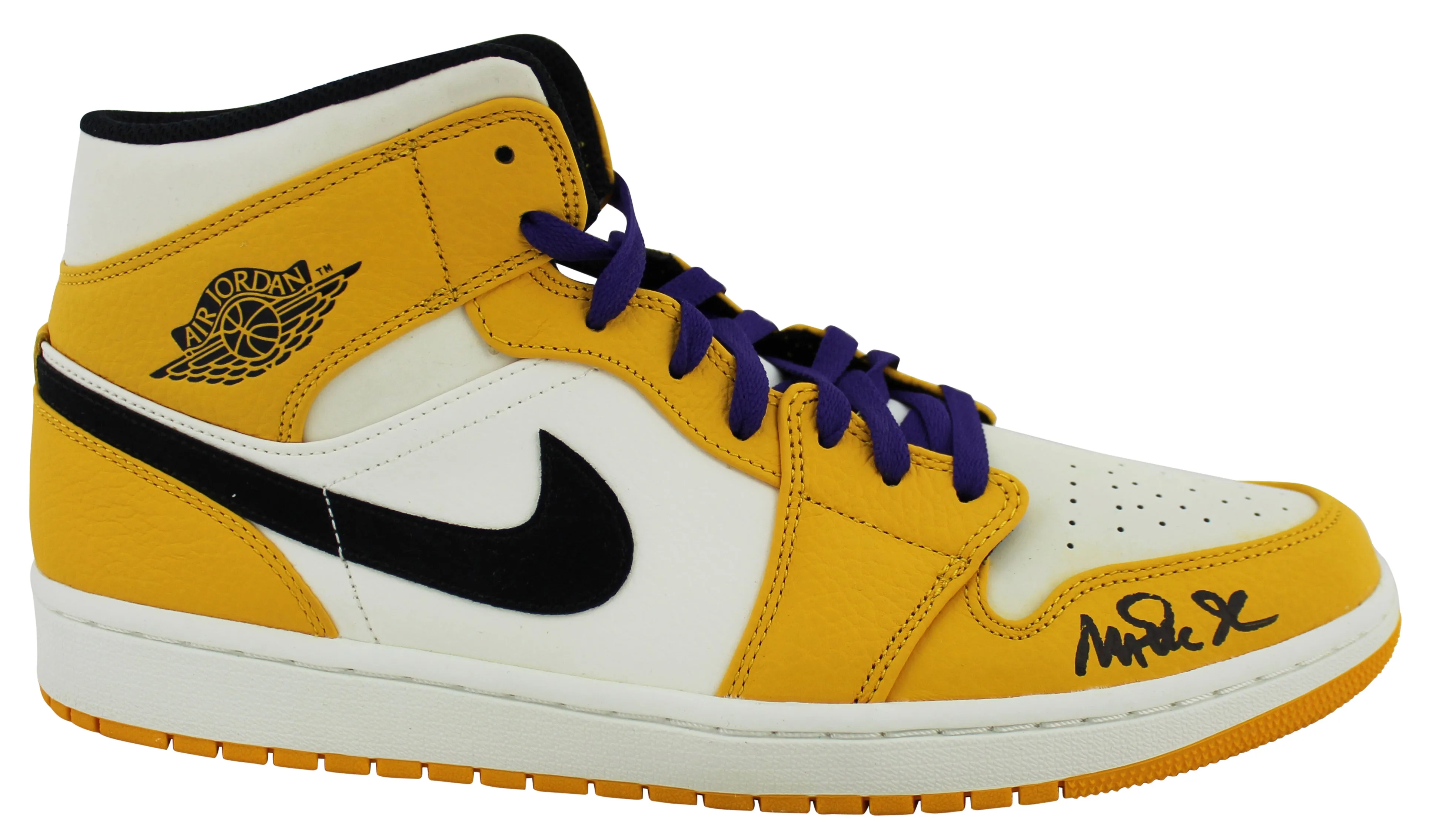 Lakers Magic Johnson HOF 02 Signed 2018 Nike Air Jordan 1 Size 13 Shoes BAS Wit
